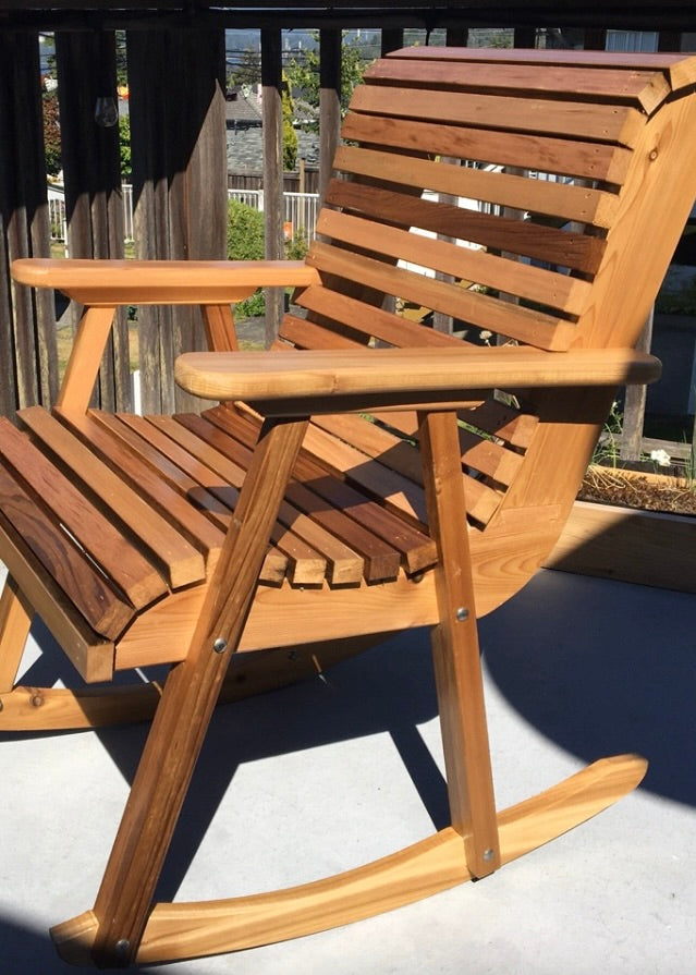 Cedar rocking chair  built by a customer of Dandy Designs Cedar Rocker woodworking diy plan