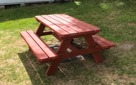 Completed picnic table form our kids picnic table woodworking diy plan