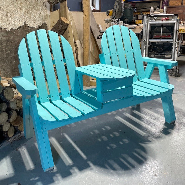 Competed bench from our double garden bench woodworking plan